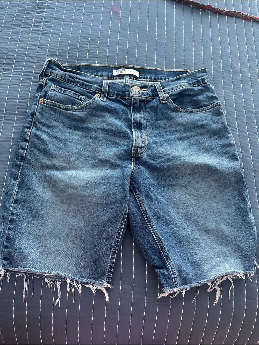 Signature by Levi’s Men’s Sz 32 Blue Frayed Hem Denim Shorts